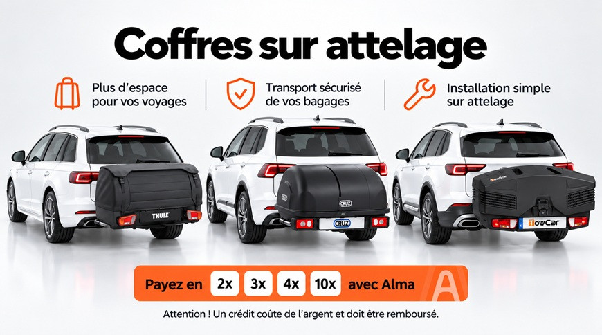 Coffres sur attelage Thule, Cruz et Aragon